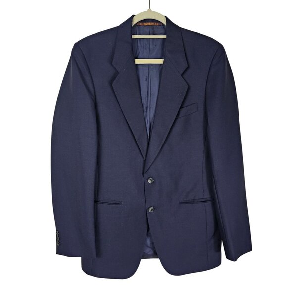 VTG Yves Saint Laurent Mens Navy Blazer Jacket Sz 40R Wool Mohair Quiet Luxury - Picture 1 of 15
